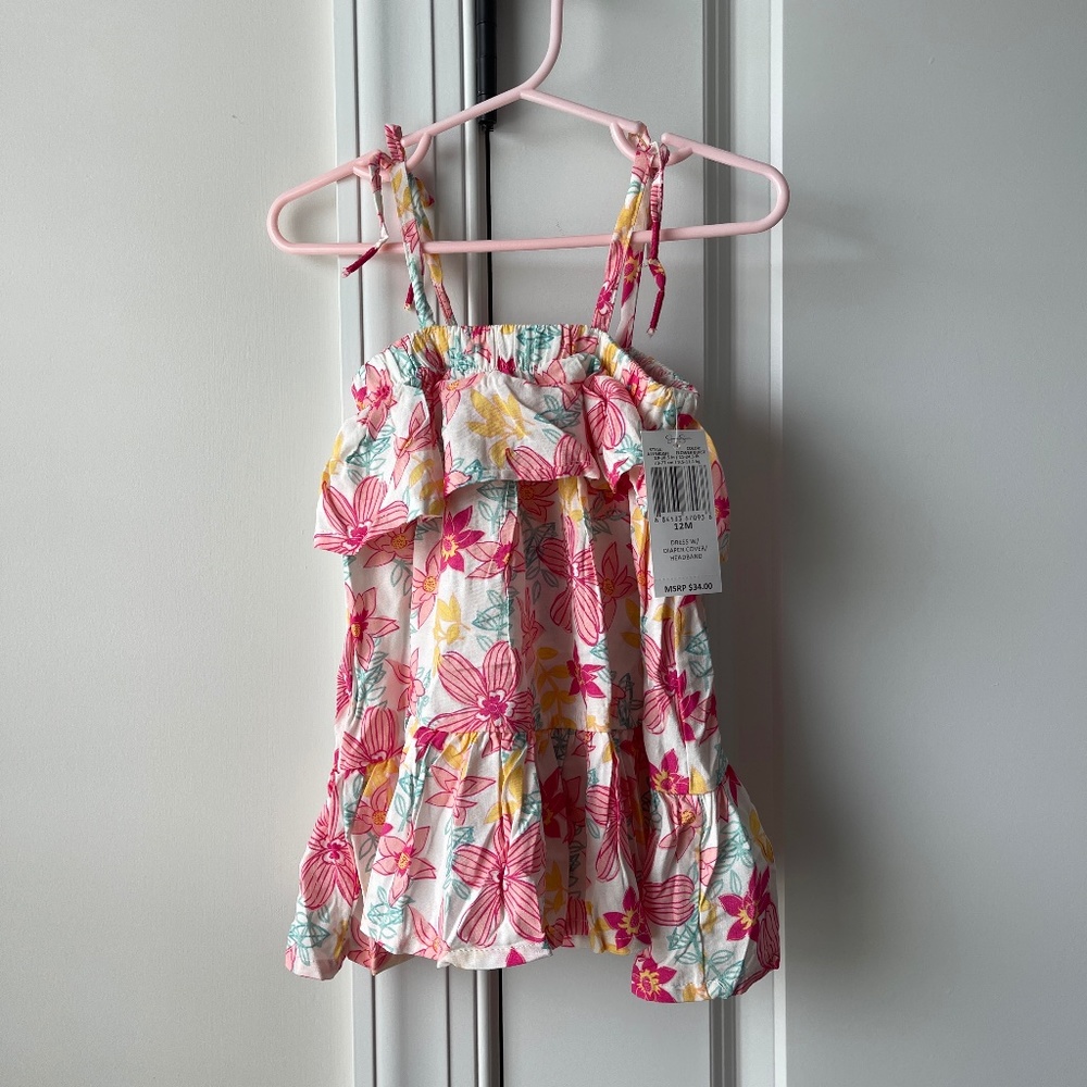 Jessica Simpson Baby Girl Floral Dress With Bloomers & Headband Size 12 Months
